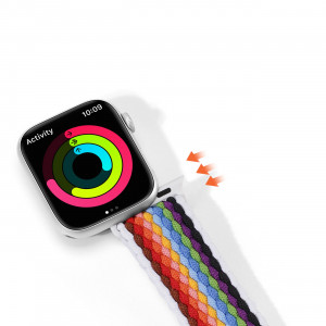 Плетена каишка DUX DUCIS Mixture II - Apple Watch 41mm Series 9 / 41mm Series 8 / 41mm Series 7 / 40mm Series 6 / 40mm SE / 40mm Series 5 / 40mm Series 4 / 38mm Series 3 / 38mm Series 2 / 38mm (1st gen) многоцветни райета - Img 8