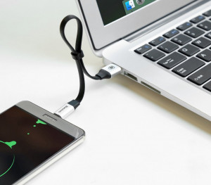 Плосък кабел за зареждане и данни със закопчалка BASEUS Nimble USB Type A към USB Type C 2A 0.23m (CATMBJ-01) черен - Img 10