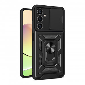 Подсилен гръб Hybrid Armor Camshield с подвижно покритие за камерата и стойка - Samsung - Samsung Galaxy S23 FE черен - Img 1