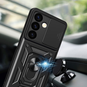 Подсилен гръб Hybrid Armor Camshield с подвижно покритие за камерата и стойка - Samsung Galaxy S24 черен - Img 5