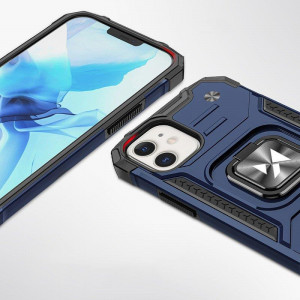 Подсилен гръб WOZINSKY Ring Armor със стойка - iPhone 14 Plus син - Img 2
