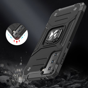 Подсилен гръб WOZINSKY Ring Armor със стойка - Samsung Galaxy S22 Ultra розов - Img 8