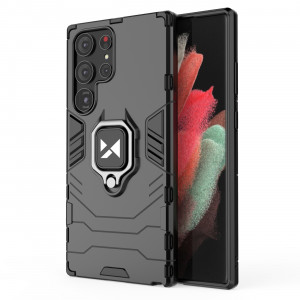 Подсилен гръб WOZINSKY Ring Armor със стойка - Samsung Galaxy S23 Ultra черен - Img 2