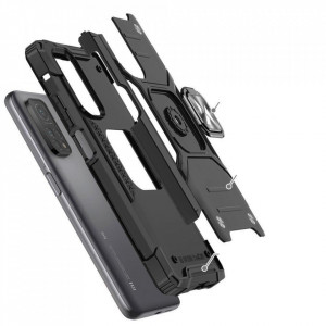 Подсилен гръб WOZINSKY Ring Armor със стойка - Xiaomi Poco M4 Pro 5G / Redmi Note 11S 5G / 11T 5G черен - Img 3