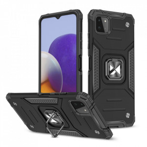 Подсилен гръб WOZINSKY Ring Armor с магнитна стойка - Samsung A22 4G черен - Img 1
