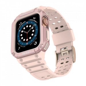 Подсилен калъф за корпус с каишка Protect - Apple Watch 41mm Series 9 / 41mm Series 8 / 41mm Series 7 / 40mm Series 6 / 40mm SE / 40mm Series 5 / 40mm Series 4 / 38mm Series 3 / 38mm Series 2 розов - Img 2