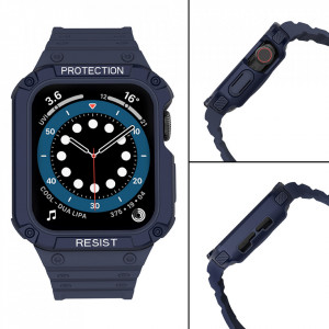 Подсилен калъф за корпус с каишка Protect - Apple Watch 41mm Series 9 / 41mm Series 8 / 41mm Series 7 / 40mm Series 6 / 40mm SE / 40mm Series 5 / 40mm Series 4 / 38mm Series 3 / 38mm Series 2 син - Img 4