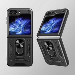 Подсилен калъф Hybrid Armor Camshield с подвижно покритие за камерата и стойка - Z Flip5 розов - Img 8