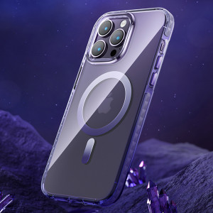 Прозрачен гръб с рамка KINGXBAR PQY Ice Crystal MagSafe - iPhone 14 лилав - Img 2