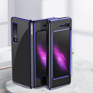 Прозрачен твърд калъф с цветна рамка Plating - Samsung Galaxy Fold син - Img 2