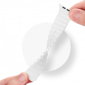 Силиконова каишка Dux Ducis OceanWave - Apple Watch 41mm Series 9 / 41mm Series 8 / 41mm Series 7 / 40mm Series 6 / 40mm SE / 40mm Series 5 / 40mm Series 4 / 38mm Series 3 / 38mm Series 2 / 38mm (1st gen) White - Img 4