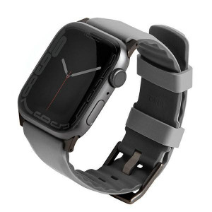 Силиконова каишка UNIQ Linus - Apple Watch Ultra 49mm / Ultra 2 49mm / 45mm Series 9 / 45mm Series 8 / 45mm Series 7 / 44mm SЕ (2nd gen) / 44mm SE / 44mm Series 6 / 44mm Series 5 / 44mm Series 4 сива