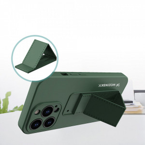 Силиконов гръб със стойка WOZINSKY Kickstand - iPhone 13 Pro Max син - Img 3