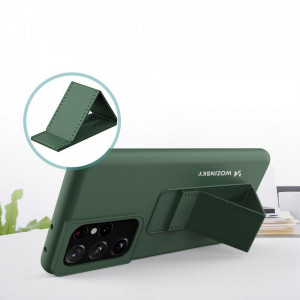 Силиконов гръб със стойка WOZINSKY Kickstand - Samsung Galaxy S21 Ultra 5G розов - Img 2