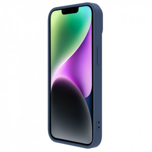 Силиконов гръб с подвижно покритие за камерата NILLKIN CamShield Silky Silicone - iPhone 14 среднощно синьо - Img 6