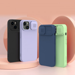 Силиконов гръб с подвижно покритие за камерата NILLKIN CamShield Silky Silicone - iPhone 14 среднощно синьо - Img 15