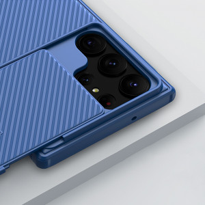 Силиконов гръб с подвижно покритие за камерата NILLKIN CamShield S - Samsung Galaxy S23 Ultra син - Img 10