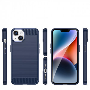 Силиконов гръб Carbon - iPhone 14 син - Img 2