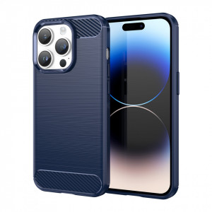 Силиконов гръб Carbon - iPhone 14 Pro Max син - Img 1