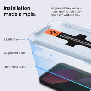2 бр. закален стъклен протектор SPIGEN TR Ez Fit с инструмент за поставяне - iPhone 13 / 13 Pro - Img 14