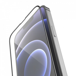 5D алуминиево-стъклен протектор с пълно покритие HOCO HD - iPhone 13 mini A12Plus с черна рамка - Img 2