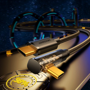 90° кабел за зареждане и данни с оплетка JOYROOM USB Type C към USB Type C с бързо зареждане 100W 1.2m черен (S-CC100A6) - Img 11