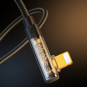 90° кабел за зареждане и данни с оплетка JOYROOM USB Type C към Lightning с бързо зареждане 20W 1.2m черен (S-CL020A6) - Img 6