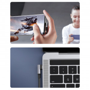 90° кабел за зареждане и данни с оплетка UGREEN US334 USB Type C към USB Type C 480Mb/s 2m черен - Img 5