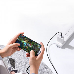 90° кабел за зареждане и данни с оплетка UGREEN US385 USB Type A към USB Type C 5Gb/s 3A 1m черен - Img 2