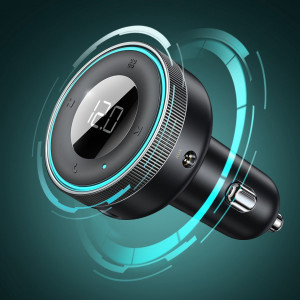 Bluetooth 5.0 FM трансмитер за кола BASEUS Enjoy Car с два USB порта за зареждане и мини жак 3.5mm 3.4A (LED дисплей) (CCLH-01) черен - Img 13