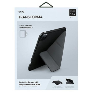 Антибактериален калъф тип книга с място за стилус UNIQ Transforma - iPad Pro 12.9" (5th gen 2021) / Pro 12.9" (6th gen 2022) ebony black - Img 6