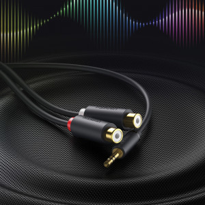 Аудио кабел UGREEN жак 3.5mm (мъжко) към 2x RCA (чинч) (женско) 0.25m сив (AV109) - Img 3