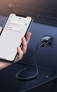 Аудио приемник със спираловиден кабел UGREEN bluetooth 5.0 жак 3.5mm 1.2m черен (70601 CM309) - Img 9