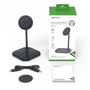 Безжично зарядно със стойка ACEFAST Qi 15W за iPhone (поддържа Magsafe) и AirPods (E6) сиво - Img 9