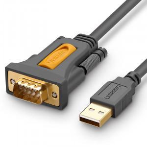 Видео адаптер UGREEN USB Type A към DB9 RS-232 1.5m сив (CR104) - Img 1