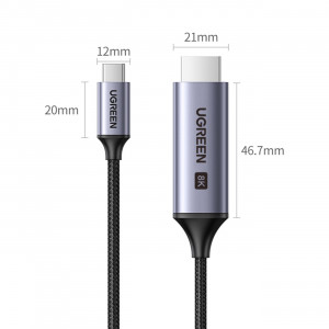Видео кабел UGREEN CM565 UGREEN USB Type C към HDMI 2.1 8K 60Hz 1.5m сив - Img 9