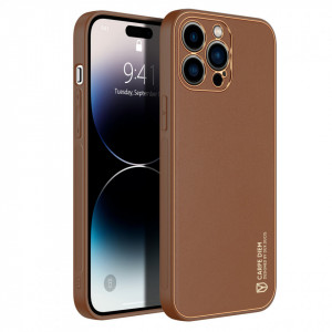Гръб от еко кожа DUX DUCIS Yolo - iPhone 14 Pro кафяв - Img 3