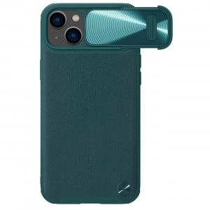 Гръб от естествена кожа с подвижно покритие за камерата NILLKIN CamShield Leather S - iPhone 14 зелен - Img 1