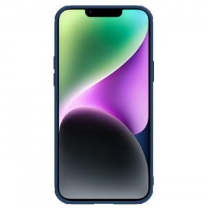 Гръб от естествена кожа с подвижно покритие за камерата NILLKIN CamShield Leather S - iPhone 14 син - Img 2