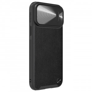 Гръб от естествена кожа с подвижно покритие за камерата NILLKIN CamShield Leather S - iPhone 14 Pro черен - Img 4