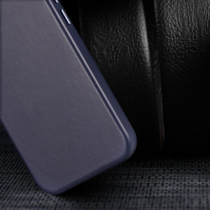 Гръб от естествена кожа DUX DUCIS Naples MagSafe - iPhone 14 син - Img 3