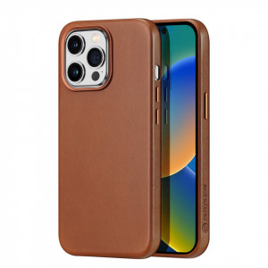 Гръб от естествена кожа DUX DUCIS Naples MagSafe - iPhone 14 Pro Max кафяв - Img 1