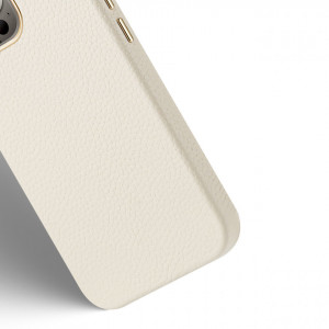 Гръб от естествена кожа DUX DUCIS Roma - iPhone 13 Pro Max бял - Img 3