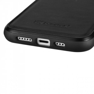 Гръб от естествена кожа iCARER Leather Oil Wax MagSafe - iPhone 14 черен - Img 3