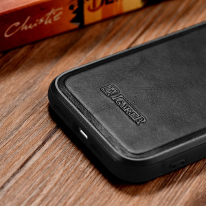 Гръб от естествена кожа iCARER Leather Oil Wax MagSafe - iPhone 14 черен - Img 13