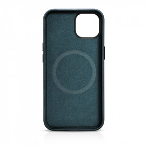 Гръб от естествена кожа iCARER Leather Oil Wax Premium MagSafe - iPhone 14 Plus тъмносин - Img 4