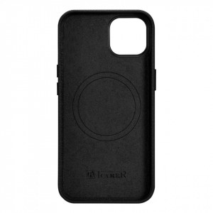 Гръб от естествена кожа iCARER Litchi Premium MagSafe - iPhone 14 черен - Img 3