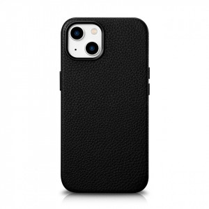Гръб от естествена кожа iCARER Litchi Premium MagSafe - iPhone 14 Plus черен - Img 1