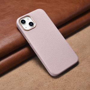 Гръб от естествена кожа iCARER Litchi Premium MagSafe - iPhone 14 Plus розов - Img 14