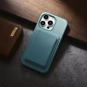 Гръб от естествена кожа iCARER Litchi Premium MagSafe - iPhone 14 Pro Max зелен - Img 18